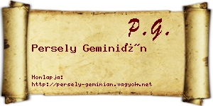 Persely Geminián névjegykártya